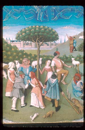 La Danse Champetre from the Late 15th Centuary Manuscript - Heures de Charles O'Angouleme - Bibliotheque Nationale